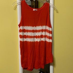 Old Navy Red & White Tie-Dye Tank Top